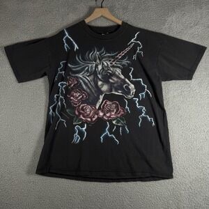 Men's American Thunder Unicorn Vintage T Shirt Vintage XL 90s Double Sided